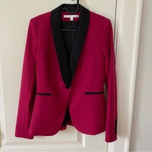 $650 Veronica Beard Keaton Shawl Lapel Tuxedo Fuchsia Pink Wool Jacket Blazer 0